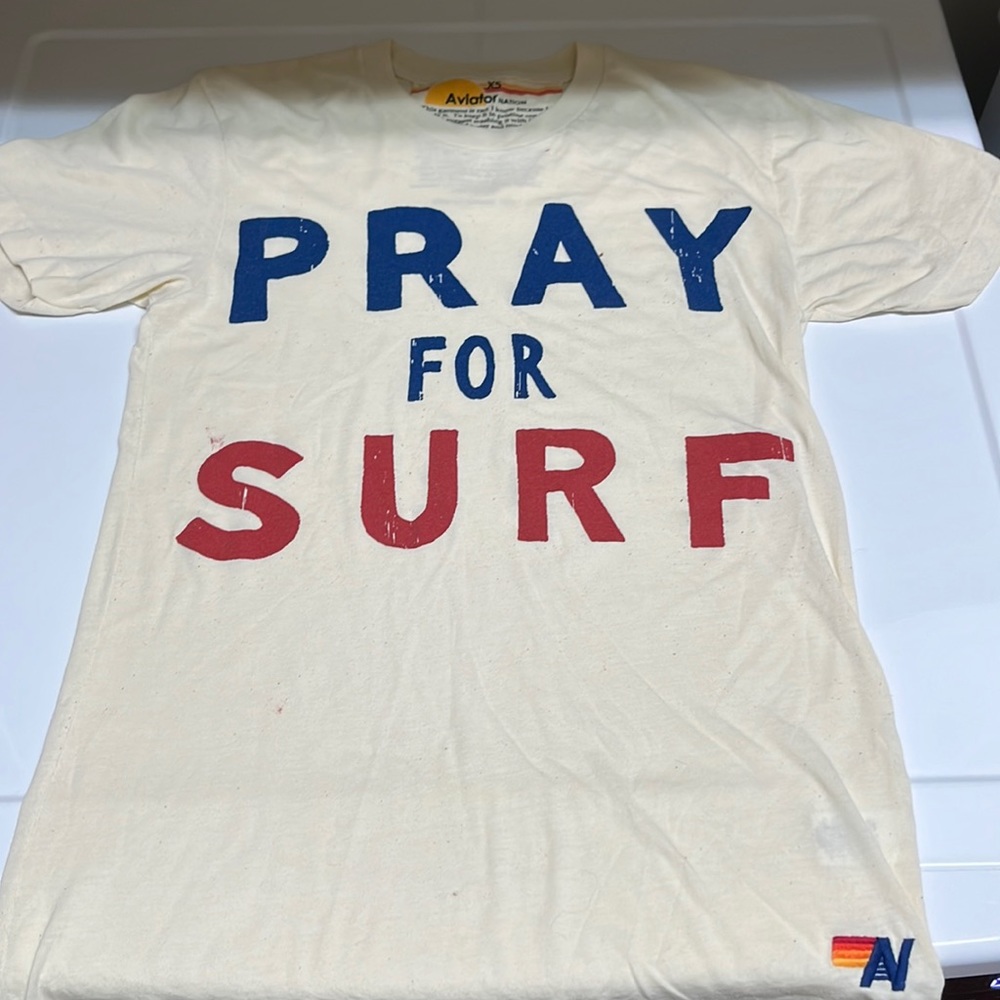 Aviator Nation T Shirt XS Pray for Surf